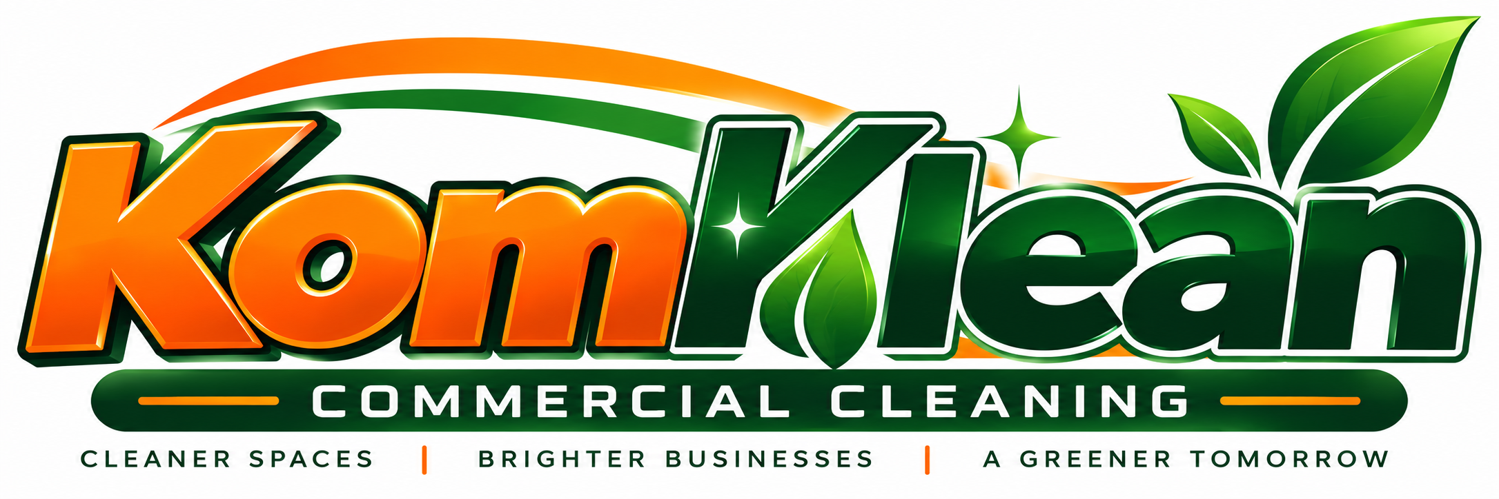 KomKlean Commercial Cleaning wordmark in orange and green